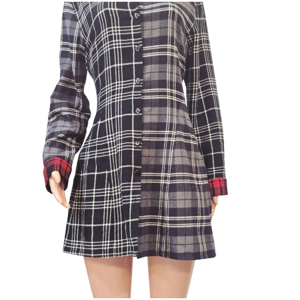 Tulip Janet Plaid Blue 100% Cotton Shirt/Dress Size M - Picture 4 of 12
